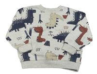 Sivá melírovaná mikina s dinosaurami zn. Primark