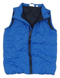 Modrá šušťáková prešívaná zateplená vesta Kids