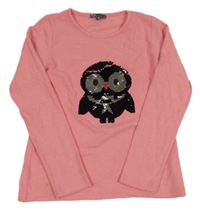 Ružový sveter s tučňákem z flitrů