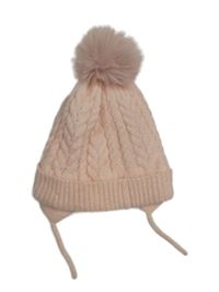 Svetloružová pletená podšitá čapica s brmbolcom Primark