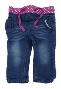 Tmavomodro-purpurové teplákové rifle s bodkami Topomini