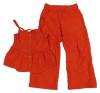 2set - Červené krepové culottes kalhoty + crop halenka H&M