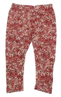 Růžov-tmavorůžové kytičkované legíny DopoDopo 