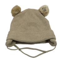 Béžová pletená čepice s bambulkami H&M