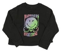 Čierne crop oversize mikina so smajlíkom M&S