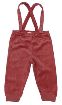 Červené sametové kalhoty s kšandami Orsolino