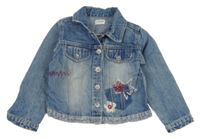 Modrá rifľová bunda s kvetmi Oviesse