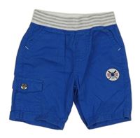 Kobaltově modré plátěné kraťasy s nášivkou a pruhovaným pasem C&A