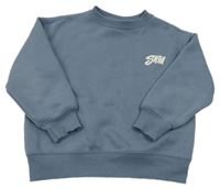 Modrošedá oversize mikina s nápisom Zara