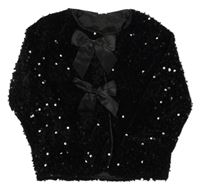 Čierna zamatová flitrová prepínaci mikina s mašľami Shein