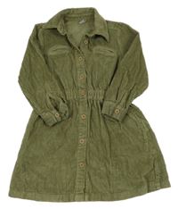 Khaki menšestrové prepínaci šaty s golierikom Tu