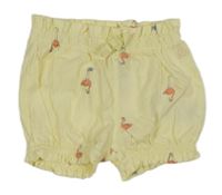Žlté bavlnené kraťasy s plameňáky GAP