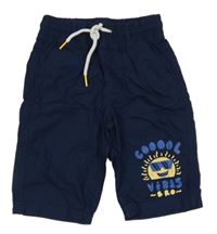 Tmavomodré plátenné kraťasy so slniečkom In Extenso