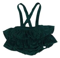 Tmavozelené plyšové vrstvené kraťasy s kšandami George 