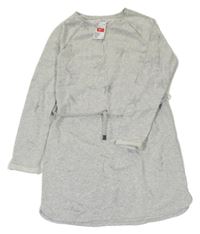 Šedé srdíčkované teplákové šaty s páskem H&M