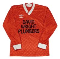 Červené vzorované tričko s nápisom a logom Umbro