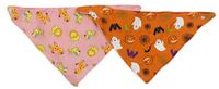 2x - Šátek/slinták - Růžový so zvířátky, oranžový s duchy a dýněmi NUTMEG