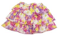 Svetloružová -farebná kvetovaná vrstvená plátenná sukňa Dizzy Daisy