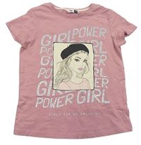 Staroružové tričko s dívkou a striebornymi nápisy PEP&CO