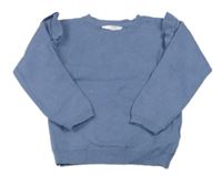 Modrý úpletový sveter s volánikmi PRIMARK