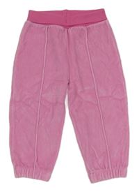 Ružovo-tmavoružové zamatové tepláky