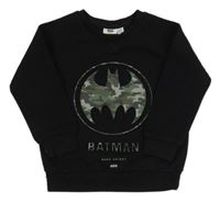 Čierna mikina s 3D Batmanem a rebrovanymi rukávy