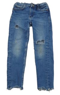 Modré skinny rifle s děrováním ZARA