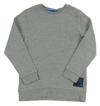 Sivá melírovaná prešívaná vyteplená mikina s nášivkou F&F