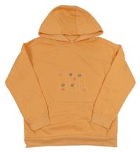 Oranžová mikina s písmenkom a vreckom a kapucňou