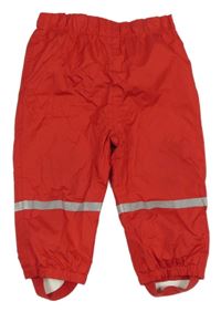 Červené šusťákové nepromokavé podšité kalhoty Topomini