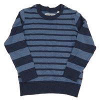 Modro-tmavomodrý pruhovaný melírovaný sveter C&A