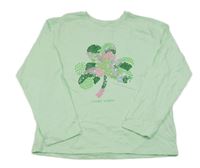 Světlezelené triko se čtyřlístkem s flitry St. Bernard