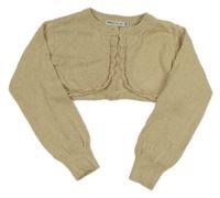 Béžové melírované propínací svetrové bolérko so trblietkami a vzorom C&A