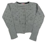Sivý melírovaný prepínaci crop sveter so srdiečkami M&S
