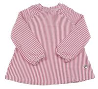 Tmavorůžovo-bílá pruhovaná krepová tunika Topolino