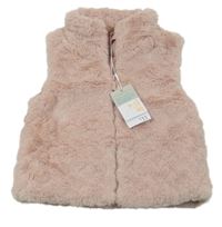 Nové - svetloružová kožušinová zateplená vesta so srdiečkami PRIMARK