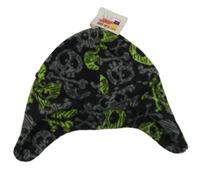 Nové - černá fleecová čepice s lebkami healthtex