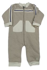 Béžovošedo-smotanová tepláková tepláková kombinéza s nápismi a pruhmi RIVER ISLAND