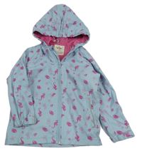Svetlomodrá nepromokavá jarná bunda s mořskými koníky a hvězdicemi a kapucňou Kuniboo