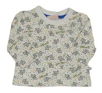 Bielo-farebné bodkovaná é tričko so sloníky Liegelind