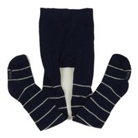 Tmavomodro-bílé pruhované punčocháče lupilu