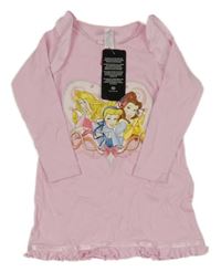 Nové - světlerůžová noční košile s Disney princeznami a volánky C&A