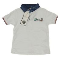 Nové - bílé polo tričko s medvídkem a krokodýlkem SISERO