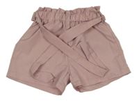 Pudrové paper bag kraťasy s opaskom SHEIN