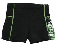 Čierno-zelené nohavičkové plavky s nápisom YIGGA