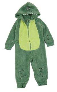 Olivovo-zelená plyšová kombinéza s kapucí - dinosaurus PRIMARK