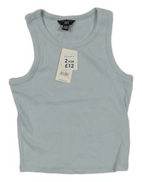 Nové - světlemodrošedý žebrovaný crop top New Look
