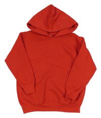 Červená mikina s vreckom a kapucňou FRUIT ot the LOOM