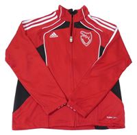 Červeno-černá funkční fotbalová propínací mikina se znakem Adidas
