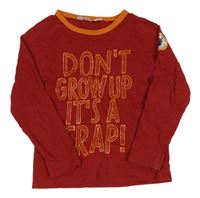 Tmavočerveno/oranžové tričko s nápismi H&M